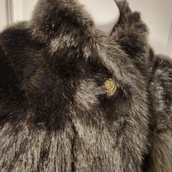 American Signature vintage black faux fur coat size 14 - Picture 7 of 8